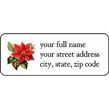 30 Personalized Christmas Poinsettia Return Address Labels Red Flower