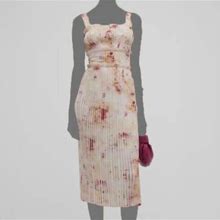 $1695 Jason Wu Women's Pink Ombre Pleated Square-Neck Midi Dress Size