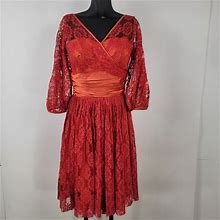 Unbranded Dresses | Vintage 1950S-60S Red & Orange Floral Lace Formal Dress | Color: Red | Size: Xs/S