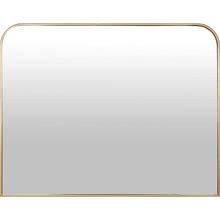 Stratton Home Decor Quinn Gold Rectangular Arched Mantel Wall Mirror - 32.0" X 1.13" X 25.0"