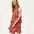 Ann Taylor Loft Ruffle Tiered Floral Dress - Size Mp