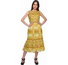 Moomaya Printed Cotton Long Dress For Womens Sleeveless Tiered Casual Summer Tunic