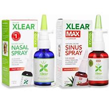 Xlear Nasal Spray With Xylitol Bundle - Fast Sinus Relief For Daily Use And Xylitol Max For Severe Congestion (1.5 Fl Oz Each) Natural Saline Deconge