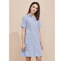 Atella Viscose Dress Harper Stripes Shift Blue Women Short Sleeve Rayon