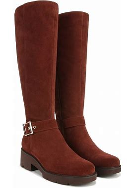 Naturalizer Darry Water Repellent Knee High Boots, Cappuccino Brown Leather, 10.0 Wide | Round Toe, Block Heels, Zip Closure