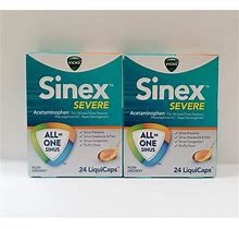 (2 Pack) Vicks Sinex Severe Acetaminophen Sinus Relief - 24 Liquicaps Exp 02/25