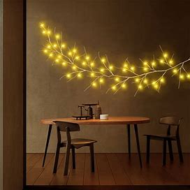 1Pc Lighted Garland With 1.8m/5.9ft 48 LED Fairy Lights For Mantle, White Garland With Lights 8 Functios Battery Operated Indoor Outdoor Home,Temu