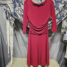 Enfocus Studio Dresses | Enfocus Studios | Stretchy Red Long Sleeve Midi Dress Size 6 | Color: Red | Size: 6
