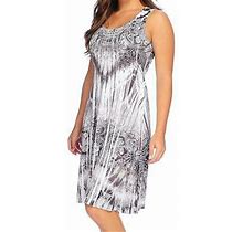 - One World Printed Knit Sleeveless Empire Waist Embellished Dress