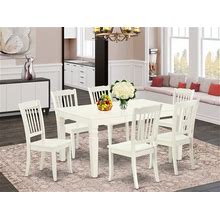 East West Furniture WEDA7-LWH-W 7 Piece Kitchen Set Consist Of A Rectangle Room Table With Butterfly Leaf And 6 Dining Chairs, 42X60 Inch