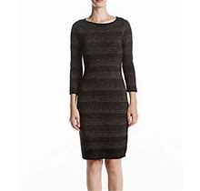 Calvin Klein Petite Metallic Mini-Striped Sheath Dress $134 Size 8B