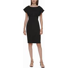 Calvin Klein Women's Cap-Sleeve Sheath Dress - Black - Size 14