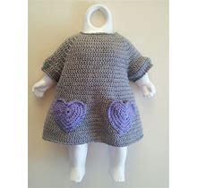 Baby Sweater Dress Crocheted With Matching Beret