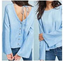 Cloth & Stone Reversible Bell Sleeve Chambray Top