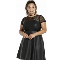 Torrid Dress Size 18 Faux Leather Lace Short Sleeve Fit & Flare