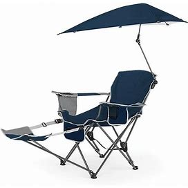 Blue Camping Chair, With Clamp-On Sun Shade
