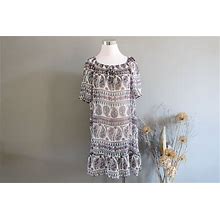 Vintage Boho Chiffon Dress Sheer Paisley Print Loose Flowy Swing Summer Dress Size S-M