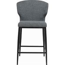 Cabo Mid-Century Modern Upholstered Wingback Bar/Counter Stool (29"/26") - Medium Gray - Counter Height