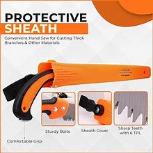 Pruning Saws For Tree Trimming And Wood Cutting, Straight Hand Saw 10.5" Razor Sharp Blade, Camping Saw With Sheath & Ergonomic Handle, Steel Pruning