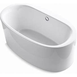 Kohler K-24001 Sunstruck 60" Soaking Bathtub For Freestanding Installations With Center Drain White Tub Soaking Freestanding