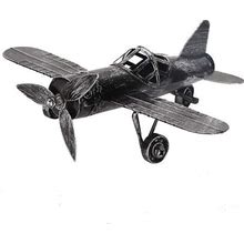 Vintage Airplane Model Wrought Iron Aircraft Biplane Iron Aircraft Handicraft For Photo Props Christmas Home Decor Ornament(Black)