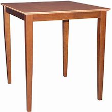Tall Square Two-Tone Shaker-Styled Table, Brown, Furniture