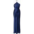 MANURI - Lace-Trim Satin Maxi Dress - Women - Silk/Elastane - M - Blue