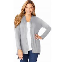 Plus Size Women's A-Line Button Down Tunic By Jessica London In Heather Grey (Size 1X)