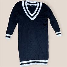 Forever 21 Dresses | Forever 21 Black And White Knit Retro Long Sleeve Minimalist Mini Dress | Color: Black/White | Size: L