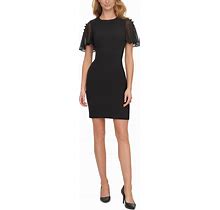 Calvin Klein Women's Flutter-Sleeve Sheath Dress - Black - Size 10