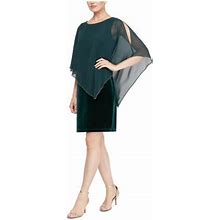 Slny Womens Green Short Sleeve Jewel Neck Knee Length Sheath Evening Dress Size 6