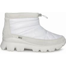 Ugg Centara White Waterproof Quilted Nylon Sheepskin Ankle Boots Size Us 6.5