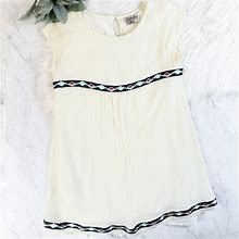 Lucky Brand Dresses | Lucky Brand Cream Boho Embroidered Girls Dress | Color: Blue/Cream | Size: Lg