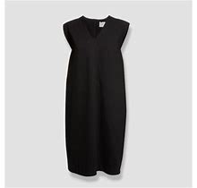 $295 Meimeij Women's Black Cap-Sleeve Shift Dress Size It 44/Us 8