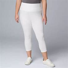 Plus Size Simply Vera Vera Wang High Rise Cotton Shaping Capri Leggings, Women's, Size: 1XL, White