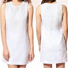 French Connection Dresses | French Connection Harmony Beaded White Linen Dress | Color: White | Size: 4