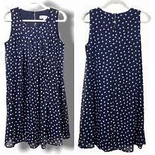 Emma & Michele Dresses | Emma & Michele Navy Sheer Dot Swing Dress 12 | Color: Blue/White | Size: 12