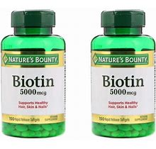 Nature S Bounty Set Of Biotin 5000 Mcg 150 Softgels Size 2