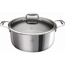 Hells Kitchen Performance Tri-Clad Hybrid Cookware 7.5 Quart Sauce Pot With Lid, Nonstick, Scratch-Resistant, Ergonomic Handle, Dishwasher Safe,