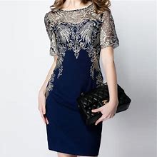 Metisu Dresses | Metisu Embroidered Navy Blue Dress. Size S Pick | Color: Blue | Size: S