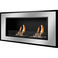 Bellezza Wall Mounted/Recessed Ventless Ethanol Fireplace, Black/Stainless Steel/Steel, Fireplaces, By Ignis