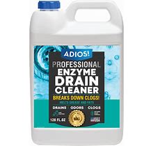 Adios! Enzyme Drain Cleaner For Kitchen Sinks, Deodorizes Smells, Safe For Pipes And Septics (Gallon)