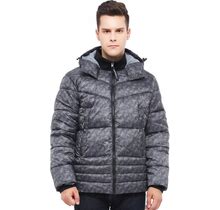 Men's Heavyweight Quilted Hooded Puffer Jacket Coat - Greystone Geo