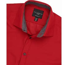 Men's Regular Fit Solid Wrinkle Free Performance Dress Shirt - Red