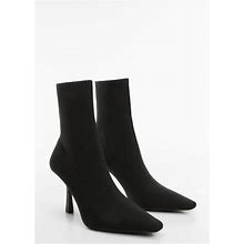 MANGO - Heel Sock Boots Black - 8½ - Women