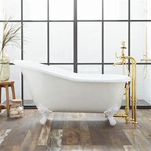 57" Erica Cast Iron Clawfoot Tub - White Imperial Feet With Rolled Rim And No Holes - No Drain | Signature Hardware