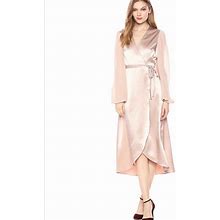 Avec Les Filles Dresses | Avec Les Filles Long Sleeves Satin Wrap Dress. 4 | Color: Pink | Size: 4