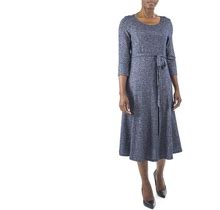 Women's Nina Leonard Sylvia Lurex Midi Dress, Size: Medium, Blue