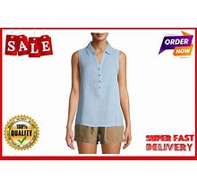 Time And Tru Women's Double Cloth Henley Popover Tank Top Size Xs