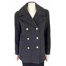J.Crew Majesty Stadium Cloth Double Breasted Pea Coat In Charcoal